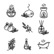 Aromatherapy And Herbs Vector Icon Set
