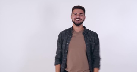 Poster - Happy handsome young man on white background