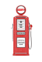 Red Retro Gas Pump. 3d Rendering