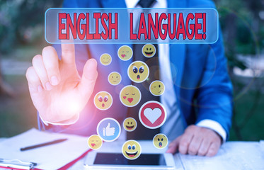 Poster - Writing note showing English Language. Business concept for third spoken native lang in world after Chinese and Spanish
