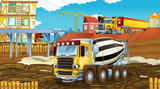 Fototapeta  - cartoon scene with industry cars on construction site - illustration for children