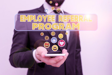 Poster - Handwriting text writing Employee Referral Program. Conceptual photo employees are rewarded for introducing recruits