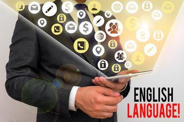 Poster - Text sign showing English Language. Business photo showcasing third spoken native lang in world after Chinese and Spanish