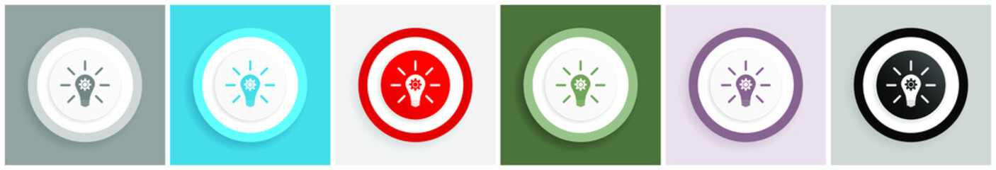Poster - Idea icon, solution, bulb, innovation vector illustrations in 6 colors options for web design and mobile applications in eps 10