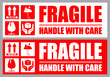 Fragile, Handle with Care or Package Label stickers set. Red and white colour set. Banner format.