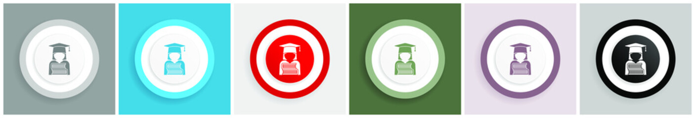 Poster - Student icon, books education, knowledge vector illustrations in 6 colors options for web design and mobile applications in eps 10