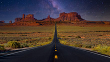 Monument Valley Road With Stars