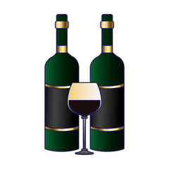 wine bottles and glass icon, colorful design