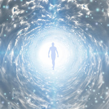Tunnel Of Light With Man Figure