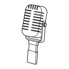 Poster - retro microphone icon, flat design