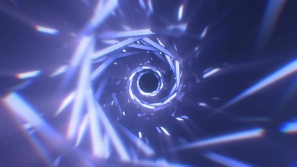 Poster - 3D Futuristic spiral tunnel. Abstract background. Flight through technology neon building. Modern wallpaper. Sci fi intro. 4k 3840x2160p