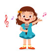 happy cute kid girl sing a song