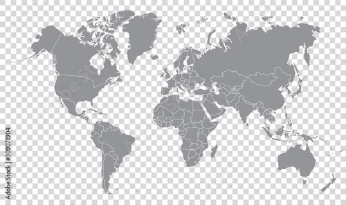 World map on transparent background Poster Mural XXL