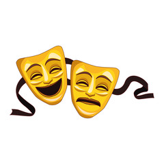 Wall Mural - tragedy and comedy theater masks icon, colorful design