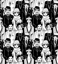 Art Deco People. Seamless Pattern.