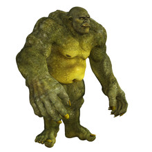Large Angry Ogre Isolated On White, 3d Render.