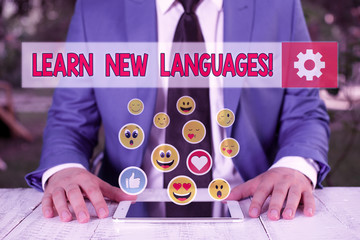 Poster - Text sign showing Learn New Languages. Business photo text developing ability to communicate in foreign lang