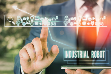 Poster - handwriting text industrial robot. conceptual photo robotic mechanism used in the fabrication of pro
