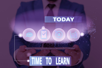 Poster - Word writing text Time To Learn. Business photo showcasing Obtain new knowledge or skill Educational or career growth
