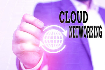 Poster - Writing note showing Cloud Networking. Business concept for sourcing and utilization of one or more network resources