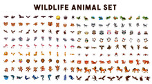 Horse,wolf,bear,bat,elephant,eagle,elephant,flamingo,giraffe,monkey,owl,penguin,shark,sloth,spider,teddy,tiger,turtle Wildlife Animals Vector Clipart Design