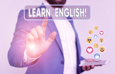 Poster - Word writing text Learn English. Business photo showcasing gain acquire knowledge in new language by study