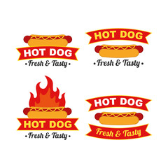 Wall Mural - Hot Dog Logo Design Vector Set