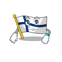 Wall Mural - Waiting flag finland on cartoon character mascot design