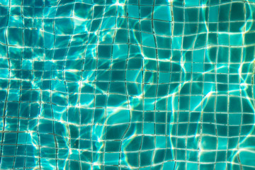 Poster - top view swimming pool and caustic ripple background