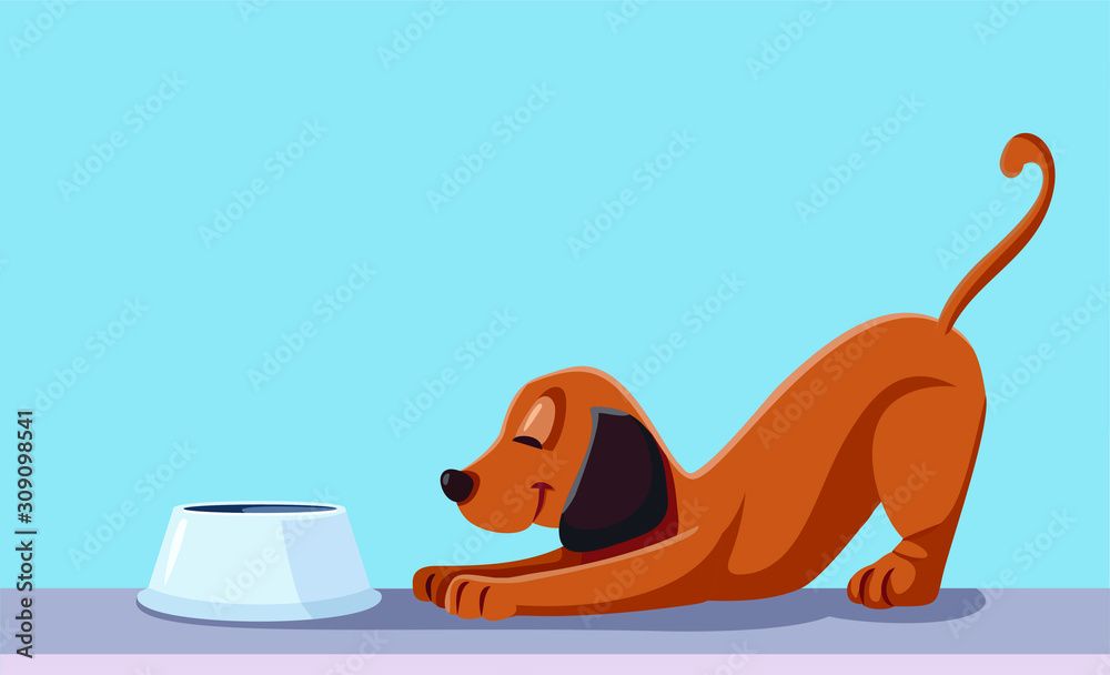 Dog Eating Vector Cartoon Illustration Stock Vector | Adobe Stock