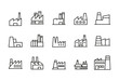 Stroke line icons set of factory.