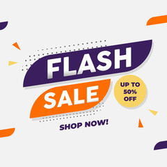 Wall Mural - Flash Sale Template Design for Advertising text, banner, presentation, promotion banner, social media campaign post. Vector Illustration