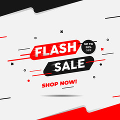Wall Mural - Flash Sale Template Design for Advertising text, banner, presentation, promotion banner, social media campaign post. Vector Illustration