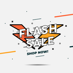 Wall Mural - Flash Sale Template Design for Advertising text, banner, presentation, promotion banner, social media campaign post. Vector Illustration