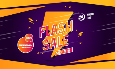 Wall Mural - Flash Sale Template Design for Advertising text, banner, presentation, promotion banner, social media campaign post. Vector Illustration