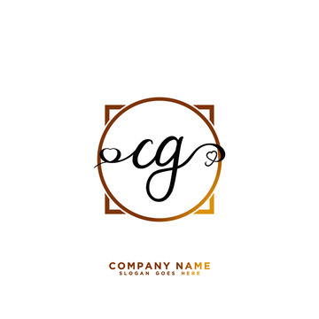 Initial letter CG handwriting Logo Vector
