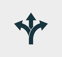 Arrow, Three Way, Direction Icon. Vector Illustration, Flat Design