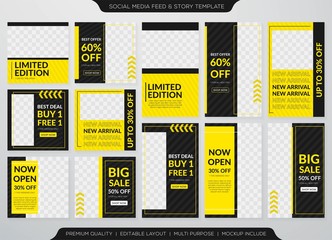 set of social media promotion post template design with modern concept and abstract style