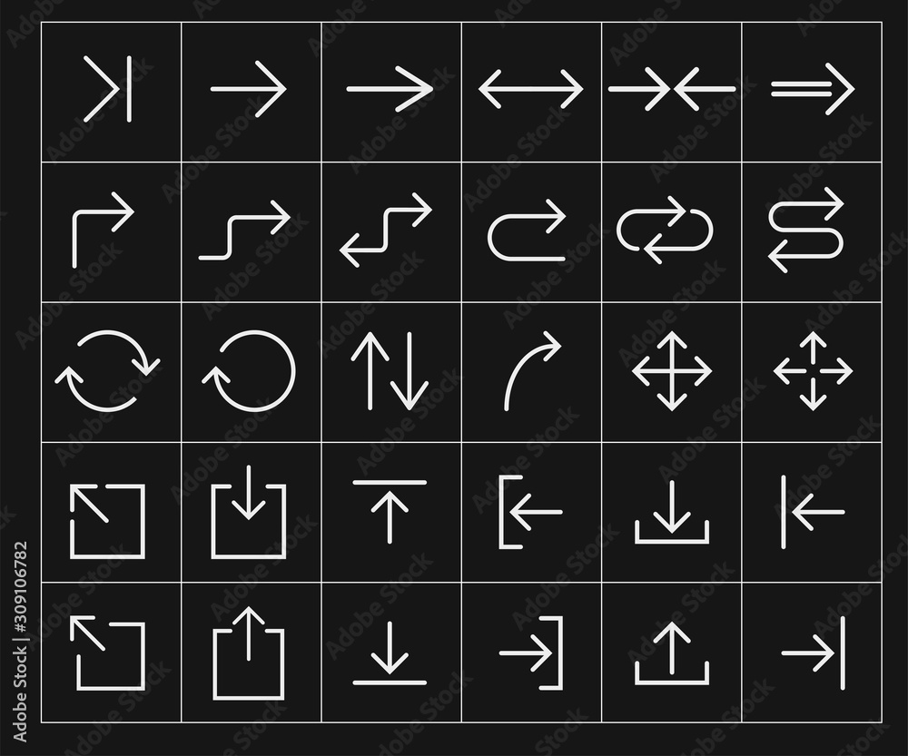 Arrows Line Icon Vector Line Arrow icon set. Vector illustration, flat design Stock Vector ...