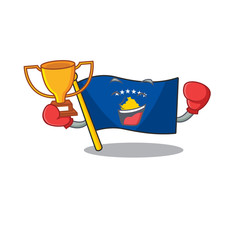 Super cool Boxing winner flag kosovo in mascot cartoon style