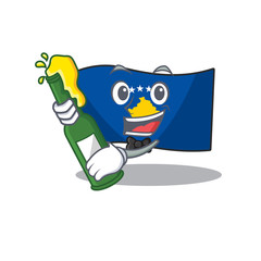 Poster - Cool flag kosovo with beer mascot cartoon style