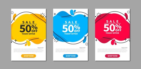 Poster - Modern set of abstract banners. Vector bright template banners. Template ready for use in web or print design.