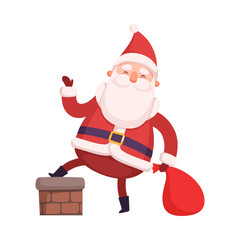 Poster - Funny Santa Claus with Presents, Cute Christmas and New Year Character, Winter Holidays Design Element Vector Illustration