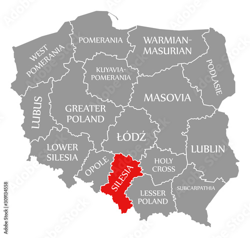  Fototapeta mapa Polski   slask-na-czerwono-zaznaczony-na-mapie-polski