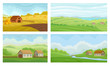 Countryside Landscapes Vector Set. Rural Area Graphic Collection