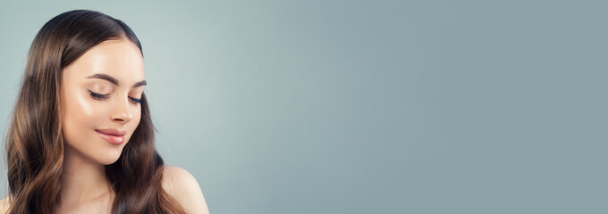 pretty woman closeup portrait. eyes closed. facial treatment, moisturizing, relaxation and skin care