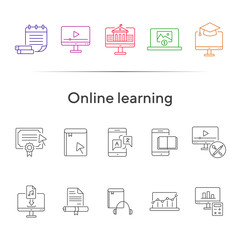 Online learning line icon set