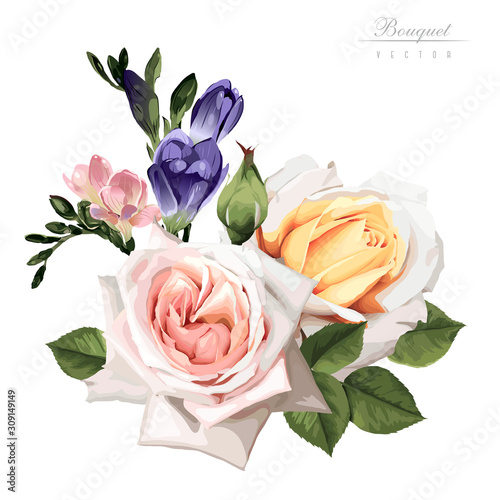 Bouquet of roses, watercolor, can be used as greeting card, invitation card f...
