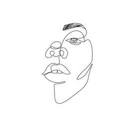 Continuous line vector drawing. Face silhouette. Abstract portrait.