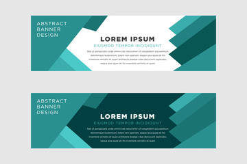 Poster - Collection blue and green horizontal business banner set vector templates. Modern geometric abstract background layout for website design. Simple creative cover header. In rectangle size.